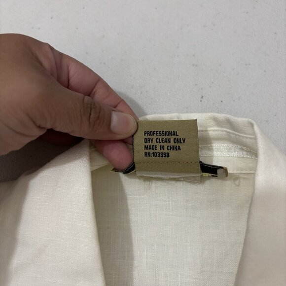 Peck And Peck Weekend Linen Collared Button Up Shirt 3/4 Sleeve Beige Size Large - Picture 10 of 12
